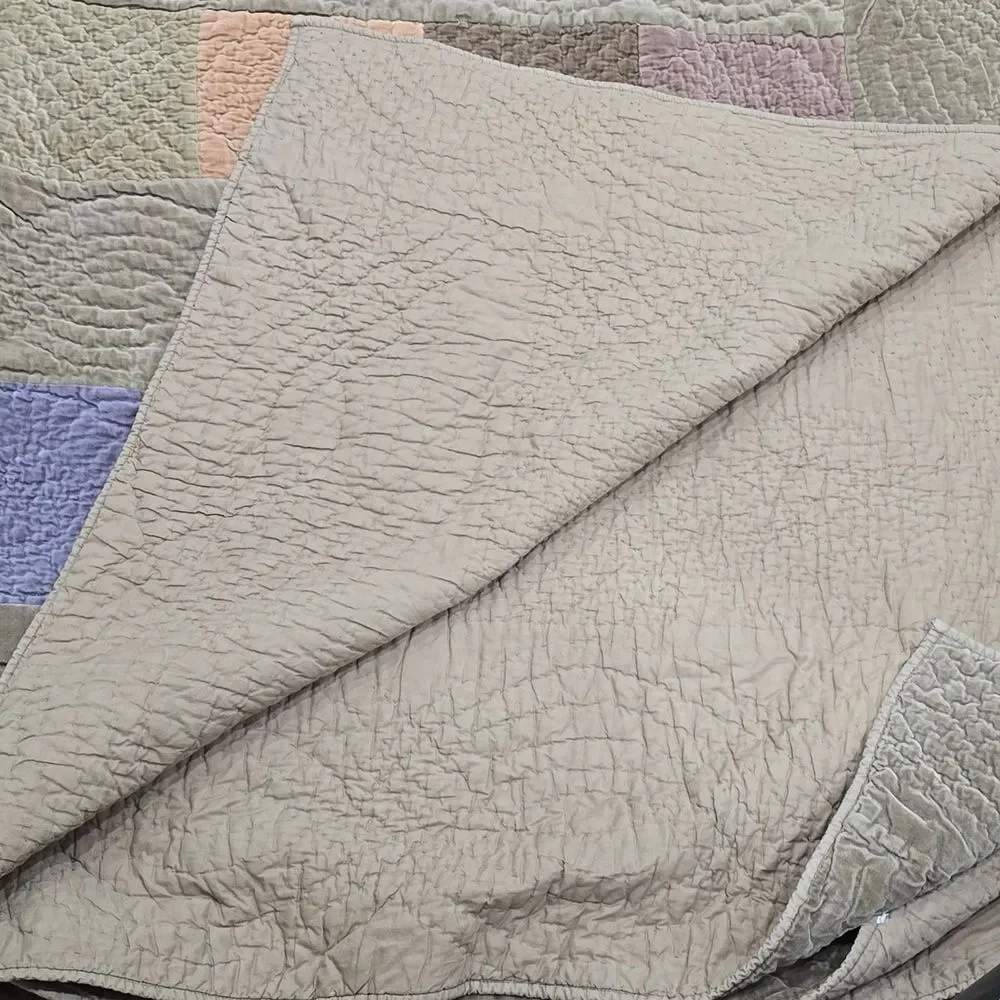 Pottery Barn Patchwork‎ Quilt in Gray, Lavender, and Beige